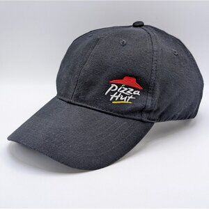 Pizza Hut Employee Hat Cap Black Strap Back Cheese Tomato Pepper Embroidered